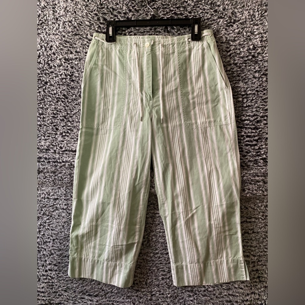Lauren Ralph Lauren Stripped Wide Leg Cropped-cotton pants Size 8